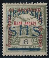 SHS 1918 Hadisegély 6f próbanyomat / proof. Signed: Bodor. Certificate: Zrinjscak