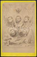 1872 Osztrák-magyar északi sarki expedíció sarkkutatók: Orel, Borsch, dr. Képes, Weyprecht fénynyomatú képe vizitkártya méretben. Az expedíció célja az Északkeleti-átjáró felfedezése lett volna a Tegetthoff gőzössel, ehelyett a 24 fős csapat felfedezte a Ferenc József-földet. Az expedíciót Julius von Payer főhadnagy és Karl Weyprecht irányította, egyetlen magyar tagja Kepes Gyula hajóorvos volt.