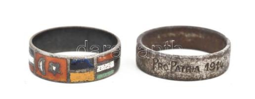 I. világháborús katonai emlék gyűrű gyűjtemény. 8 db különböző alu és réz gyűrű. Feliratosak: Pro Pa...