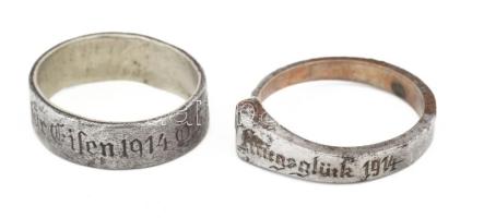 I. világháborús katonai emlék gyűrű gyűjtemény. 8 db különböző alu és réz gyűrű. Feliratosak: Pro Pa...