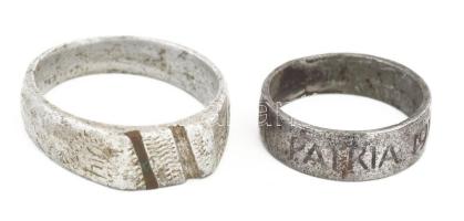 I. világháborús katonai emlék gyűrű gyűjtemény. 8 db különböző alu és réz gyűrű. Feliratosak: Pro Pa...