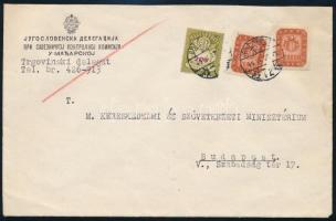 1946 (21. díjszabás) Budapest helyi levél 3 bélyeges bérmentesítéssel. Ritka, hogy ilyen kevés bélyeget használtak! / Local cover with 3 stamps. RR!