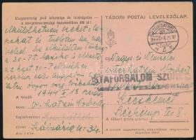 1944 Levelezőlap / Postcard, returned "POSTAFORGALOM SZÜNETEL"