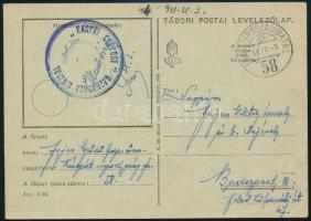 1941 Tábori posta levelezőlap / Field postcard KÁRPÁT CSOPORT GAZDASÁGI HIVATAL
