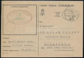 1940 Tábori posta levelezőlap / Field postcard 4. LOVAS SZÁZAD