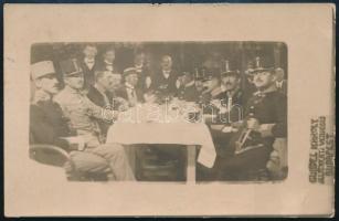 1913 Budapest XIV. Városliget, Gundel Károly állatkerti vendéglője, katonatisztek asztaltársasága / K.u.K. military officers at the zoo restaurant in Budapest. Fekete A. photo