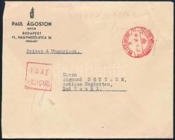 1946 (23. díjszabás) Külföldi levél 8.000 billió P készpénzes bérmentesítéssel / Cover to Germany with handwritten franking