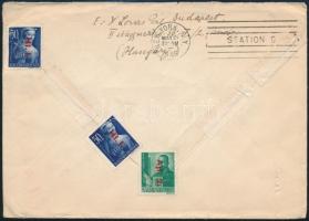 1946 Levél New Yorkba, majd továbbküldve Ohioba Lovasfutár 640 ezer P bérmentesítéssel, a levél háto...