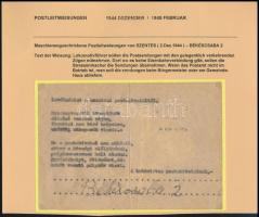 1944.12.02. Levélzárlat a szentesi postahivataltól Békéscsabára / Road guard cover