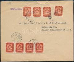 1946 (21. díjszabás) Budapest helyi levél 8 db Milpengős bélyeggel / Local cover with 8 stamps
