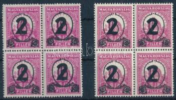 1932 Kisegítő 2 klf négyestömb, 518-519 (101.200) / Mi 488 x+y blocks of 4