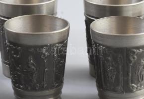 9 darab ón dísztárgy, közte porcelánbetétes kínáló, vegyes méretben