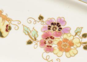 Zsolnay pillangó mintás hosszúkás tál. Jelzett, hibátlan, 26x8,5 cm