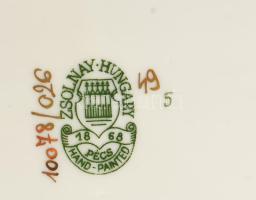 Zsolnay pillangó mintás hosszúkás tál. Jelzett, hibátlan, 26x8,5 cm