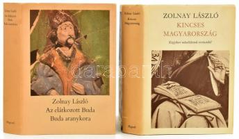 Zolnay László 2 kötete: Kincses Magyarország. Középkori művelődésünk történetéből. Bp., 1978, Magvető. Második, javított kiadás. Kiadói egészvászon-kötés, kiadói kissé szakadt papír védőborítóban. + Zolnay László: Az elátkozott Buda - Buda aranykora. Bp., 1982, Magvető. Fekete-fehér képekkel illusztrált. Kiadói egészvászon-kötés, kiadói papír védőborítón apró szakadással, jó állapotban.