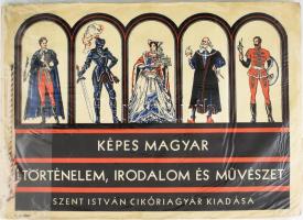 cca 1930-1940 Képes magyar történelem, irodalom és művészet, a Szent István Cikóriagyár gyűjtőalbuma (1. sz. füzet), teljes tartalommal, nemzetiszínű zsinórral fűzve jó állapotban