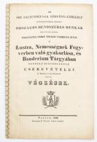 1827 Az 1827. esztendei 8-dik törvény-czikkely következésében készült Országos Rendszeres Munkák megvisgálására tekintetes nemes Nógrád vármegye által a' Lustra, Nemességnek Fegyverben való gyakorlása, és Banderium Tárgyában rendelt biztosságnak észrevételei 's ezek folytában költ végzések. ... Ki adta Második All-Jegyző Stréter János Imre m. k. Pest, 1832, Esztergami K. Beimel József betűivel, 2+10 p.