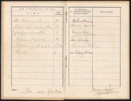 1933 Pécs, Makár utcai iskolánál szervezett kézimunka-tanfolyam látogatási bizonyítványa, aláírásokk...