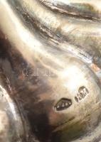 Ezüst (Ag) talpú pohár szett, köszörült üveg pohártesttel. Jelzett, m: 10 cm, bruttó: 230g