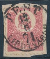 1871 Kőnyomat kivágáson PEST korai júniusi bélyegzéssel / Mi 3 on cutting with early postmark