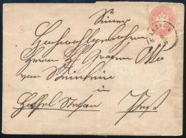 1867.06.08. 5kr provizórikus használata levélen (50.000) / Provisional usage of 5kr on cover WAITZEN - Pest