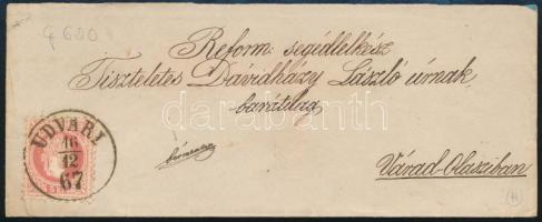 1867 5kr levélen / on cover UDVARI (Gudlin 600 p) - Váradolaszi