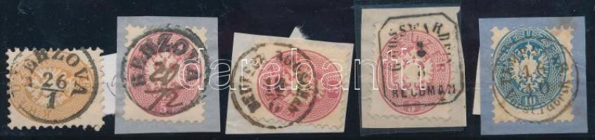 1864 5 db erdélyi bélyegzés, közte Berzova kézi dátumkiegészítéssel (Gudlin 1000 p) / Transylvanian cancellations
