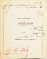 cca 1936 báró Wesselényi Miklós: Doctori értekezés az egyházi jog köréből, gépelt oldalak, a címlapon bejegyzésekkel, bélyegzésekkel, közte Eckhart Ferenc (1885-1957) alkotmány- és gazdaságtörténész, jogászprofesszor, főügyész, ügyvéd, író, jogi szakíró aláírásával, 44 p. Átkötött félvászon-kötés.   báró Wesselényi Miklós (1911-1980) újságíró, író.