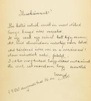 1898-1900 Régi emlékkönyv, bejegyzésekkel, kopott egészbőr-kötésben, sérült, szétvált kötésben, sérü...