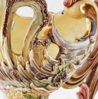 Eichwald nagyméretű karaffaváza. cca 19. sz. második fele, polikróm mázakkal fedett finomfajansz. Ga...