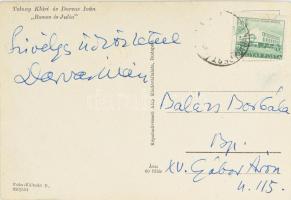 Darvas Iván színész autográf aláírásával ellátott képeslap