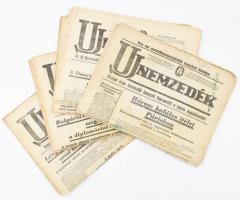 1941 Uj Nemzedék c. újság 16 db száma, a címlapokon háborús hírekkel. Változó, kissé foltos állapotban.