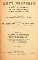 Angyal Pál - Isaák Gyula: Büntető törvénykönyv. Bp., 1941. Grill Károly. 725p. Kiadó egészvászon köt...