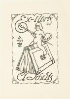 August Schütz (-): Ex Libris August Schütz, 1918. Klisé, papír, jelzett a klisén. 9x6 cm