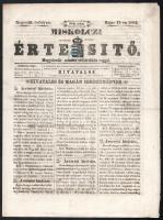 1858 Hírlapilletékbélyeg 1kr 1864-es Miskolci értesítőn / Newspaper duty stamp 1kr on newspaper