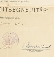 1932 Budapesti Önkéntes Mentő Egyesület, bizonyító (bizonyítvány) első segítségnyujtásról, fejléces ...