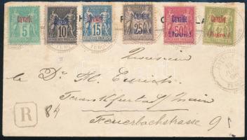 Cavalle 1896 Dekoratív ajánlott levél Frankfurtba / Cavalle 1896 Registered cover to Frankfurt