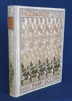 Pap Zoltán: Muzsikaszó. Regény dalban. (Budapest), [1911]. Petőfi-Társaság (Athenaeum Irodalmi és Nyomdai Rt. - Magyar Fénynyomda Rt.) 2 t. (díszcímlap + hártyapapírral védett címképen a szerző portréja) + [2] + 256 p. + 22 t. (hártyapapírral védett fénynyomat, 11 színes). Folio. Egyetlen kiadás. A magyar szecessziós könyvművészet meghatározó díszmunkája, szerepelt a Miskolci Galéria 1997-ben rendezett ,,A szecessziós könyvillusztráció Magyarországon" című kiállításán is. A kötést tervezte és a színes előzéklapot Basch Árpád rajzolta. Pap Zoltán (1862-1919) költő, zeneszerző, képviselő, nótaszerző műdalait a magyar akadémista festészet és a magyar szecesszió jelentős művészeinek grafikái kísérik: Baditz Ottó, Basch Árpád, Benczúr Gyula, Boruth Andor, Bosznay István, Deák Ebner Lajos, Dudits Andor, Éder Gyula, Endrey Sándor, Erdőssy Béla, Feszty Árpád, Garay Ákos, Glatz Oszkár, Háry Gyula, Homicskó Atanáz, Innoczent Ferenc, Istvánffy Gyula, Jendrássik Jenő, Juszkó Béla, Kacziány Ödön, Karlovszky Bertalan, Karvaly József, Katona Nándor, Keményffy Jenő, Kézdi-Kovács László, Knopp Imre, Komáromi-Kacz Endre, K. Spányi Béla, Magyar-Manheimer Gusztáv, Mányai József, Margitay Tihamér, Mérő István, Nadler Róbert, Nagy Vilmos, Nyilassy Sándor, Neogrády Antal, Olgyay Viktor, Pap Béla, Papp Sándor, Pataky László, Pentelei Molnár János, Poll Hugó, Rakksányi Dezső, Révész Imre, Rottmann Mozart, Spányi Béla, Spányik Kornél, Stetka Gyula, Tolnay Ákos, Tölgyessy Artúr, Tull Ödön, Udvary Géza, Ujvári Ignátz, Vajda Zsigmond, Vastagh Géza, és Vastagh György színes és egyszínnyomású rajzai. A táblák illusztrációi mellett a kötet szövegoldalait gazdag szövegközti színes és egyszínnyomású rajzanyag díszíti. Az első nyomtatott oldalon Basch Árpád által rajzolt, kitöltetlen Ex libris, a kötetben számos kotta is feltűnik. Gellér (A szecessziós könyvillusztráció Magyarországon, 1895-1925) X.X. Aranyozott, festett, illusztrált, dombornyomásos Gottermayer-kötésben, virágmintás festésű lapszélekkel, a kötéstáblák és a gerinc szecessziós ornamentikáját Basch Árpád tervezte. Dekoratív, gyönyörű példány.