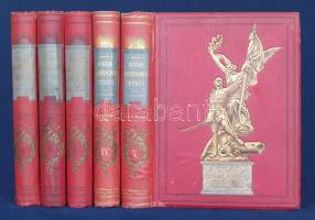 Gracza György: Az 1848-49-iki magyar szabadságharcz története. I-V. kötet. (A képek legnagyobb része gróf Kreith Béla 1848-49-iki. orsz. Ereklye-muzeumából való.) Budapest, [1894-1898]. Lampel Róbert - Wodianer F. és Fiai (ny.) 1 t. (színes kőnyomatú címkép) + [12] + 451 + [1] p. + 2 t. (színes kőnyomat) + 2 melléklet (hasonmások); 1 t. (színes kőnyomatú címkép) + [10] + 439 + [1] p. + 2 melléklet (hasonmások); [8] + 438 (helyesen 444) p. + 2 melléklet (hasonmások); 1 t. (duplaoldalas címkép) + [10] + 448 p. + 2 t. (egy színes, egy duplaoldalas ) + 2 melléklet (hasonmások) + 1 térkép (színes, duplaoldalas); 1 t. (címkép) + [10] + [449]-1015 + [1] p. + 2 t. (duplaoldalas) + 3 melléklet (hasonmás). Első kiadás. Oldalszámozáson belül egészoldalas és szövegközti portrékkal, rajzokkal, ábrákkal és térképekkel rendkívül gazdagon díszített munka, a szabadságharc ikonográfiájának máig leggazdagabb albuma. Az eredetileg füzetekben megjelenő történeti munka az előfizetési felhívásban meghirdetett 30-32 füzet terjedelmet végül háromszorosan meghaladta, ez pedig a korabeli kritika szerint az utóbbi évtizedek egyik legszemérmetlenebb üzleti húzása volt, hiszen a szabadságharccal kapcsolatos kegyeletes érzésekből csinált - a terjedelem és az ár megháromszorozása folytán - tekintélyes profitot. Egységes, festett-aranyozott, vaknyomásos kiadói egészvászon kötésben (Franklin-Társulat kötészete, Budapest), az első kötéstáblákon Zala György budavári honvédszobrának aranyozott, dombornyomású képével, vörös festésű lapszélekkel. Szép példány.