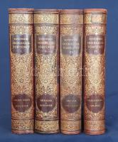 Egyetemes irodalomtörténet. Szerkeszti Heinrich Gusztáv. I-IV. kötet. [Teljes.] I. kötet: Ó-kori keleti népek és hellének. II. kötet: Rómaiak és románok. III. kötet: Kelták és germánok. IV. kötet: Ural-altajiak és szlávok. Budapest, 1903-1911. Franklin-Társulat Magyar Irod. Intézet és Könyvnyomda. XX + 742 p. + 40 t. (6 színes, ebből 3 dupla oldalas; 6 dupla oldalas) + 1 hasonmás; XV + [1] + 915 + [1] p. + 31 t. (6 színes, ebből egy feliratozott hártyapapírral védett dupla oldalas; egy dupla oldalas); XII + 680 p. + 35 t. (4 színes, egy dupla oldalas); XI + [1] + 746 p. + 25 t- (egy színes) + 1 térkép (kihajtható). Egyetlen kiadás. Oldalszámozáson belül mind a négy kötet egész oldalas és szövegközti rajzokkal, fényképekkel, ábrákkal rendkívül gazdagon illusztrált. A mű tervezett ötödik kötete nem készült el. E munkában jelent meg először a kötetek szerkesztője, Heinrich Gusztáv teljes német irodalomtörténete, amely a német irodalom történetének első nagyszabású leírása magyar nyelven, és mellette szintén a századforduló legjobb irodalomtörténészei teszik közzé értekezéseiket: az angol irodalomtörténetet Voinovich Géza, a németalföldit Nagy Zsigmond, a franciát Haraszti Gyula, az olaszt Radó Antal írta. Olvasmányosságra törekvő irodalomtörténeti szintézisünk további erénye, hogy komoly terjedelmet szentel olyan ritkán részletezett (és egészen a XIX. század végéig követett fejlődésű) irodalmaknak, mint a provanszál, a katalán, a rétoromán, a szorb, az örmény, és a nagy irodalmak mellett bőven kitér a törökségi és szlávsági (cseh, tót, horvát, szerb) nemzeti irodalmak történetére is. Mindmáig a legbővebb egyetemes irodalomtörténeti munka, a Monarchia magyar könyvkiadásának egyik legnagyobb ismeretterjesztő vállalkozása, jelentőségében a Nagy képes világtörténet, A magyar nemzet története sorozathoz mérhető. Egységes, kiadói, díszes, dúsan aranyozott gerincű félbőr kötésben, márványmintás festésű lapszélekkel. Szép példány.