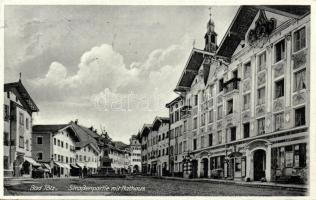Bad Tölz with Thor statue, town hall, fur shop and town garden