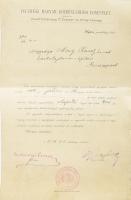 1902 Felvidéki Magyar Közművelődési Egyesület alapító tagsági felvételi okmánya Móry Károly (1845-1921) építész, az Új-Csorbai-tó létrehozója és a Móry-szálló építóje részére, fejléces papíron, Clair Vilmos nyomtatott aláírásával. bélyegzővel