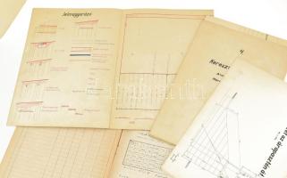 1946 Sopron, kőből készült gát tervezése, számos hossz-szelvénnyel és egyéb tervrajzzal, feljegyzése...