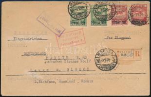 1924 Légi ajánlott levél a teljes repülő sorral Moszkvából Berlinbe / Mi 267-270 on airmail registered cover from Moscow to Berlin