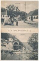 1913 Vaskő, Moravica-Eisenstein, Ocna de Fier; Hauptplatz, Röstöfen / Fő tér, üzlet, kemencék, bánya, iparvasút. Fotogr. Carl Szabonáry / main square, shop, furnaces, mine, industrial railway (EK)