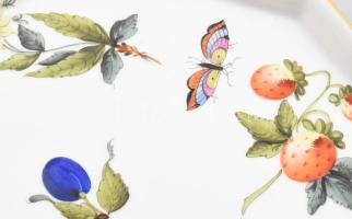 Herendi gyümölcs mintás tálka. Kézzel festett, jelzett, hibátlan 26x19 cm