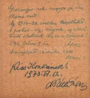 Giszinger Jenő (1895 - 1942): Asztali csendélet könyvvel és cigarettával. Olaj, fa. Jelzett 12x11 cm