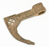 Bányász fokos. réz, áttört, 10x10 cm