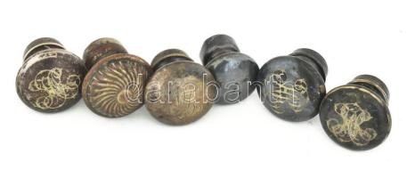 6 db ezüstözött bútorgomb, monogramos d: 35 mm-ig