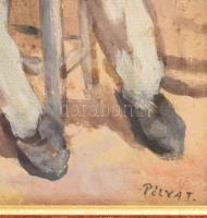 Pólya Tibor jelzéssel: Elmélkedő. Akvarell, karton. Üvegezett fakeretben. 28x22,5 cm